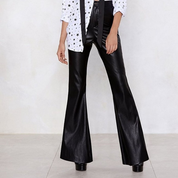 Nasty Gal Pants - NASTY GAL Faux Leather  Flare Pants